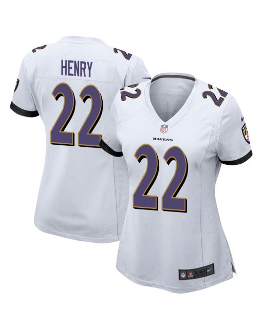Derrick Henry 22 Baltimore Ravens Game Women Jersey – White