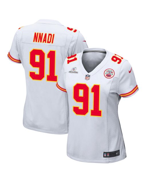 Derrick Nnadi 91 Kansas City Chiefs Super Bowl LVIII Patch Game Women Jersey – White