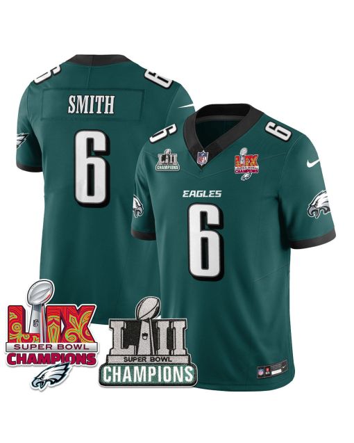 DeVonta Smith 6 Philadelphia Eagles LII-LIX Super Bowl Champions Vapor Limited Jersey – Midnight Green