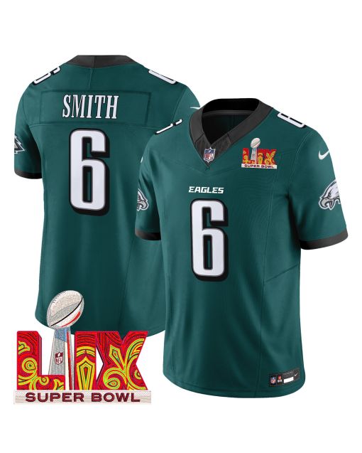DeVonta Smith 6 Philadelphia Eagles Super Bowl Champions LIX Patch Vapor Limited Jersey – Midnight Green