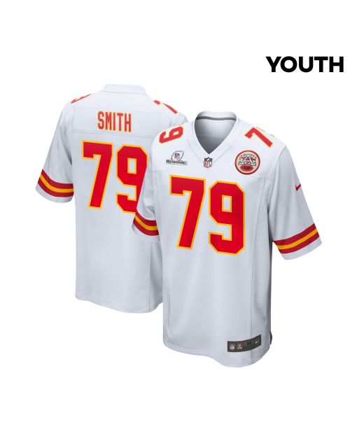 Donovan Smith 79 Kansas City Chiefs Super Bowl LVIII Patch Game YOUTH Jersey – White
