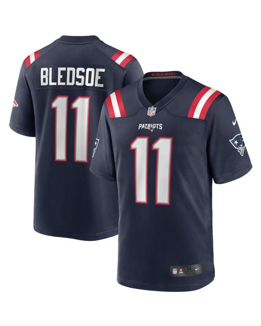 Drew Bledsoe 11 New England Patriots Men Game Retired Jersey – Navy