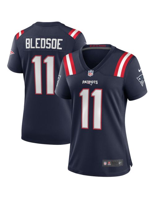 Drew Bledsoe 11 New England Patriots Women Game Retired Jersey – Navy