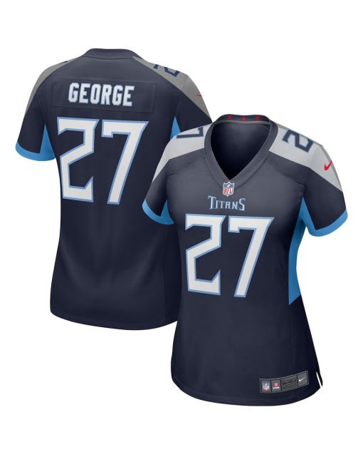 Eddie George 27 Tennessee Titans Women Game Retired Jersey – Navy