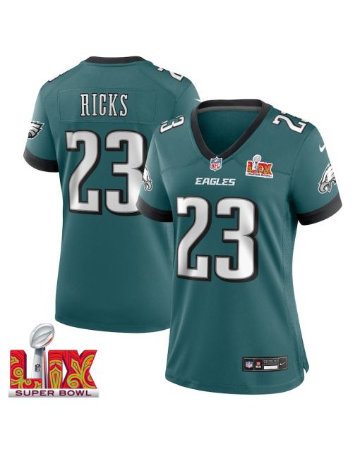 Eli Ricks #23 Philadelphia Eagles Super Bowl LIX Women’s Jersey – Midnight Green