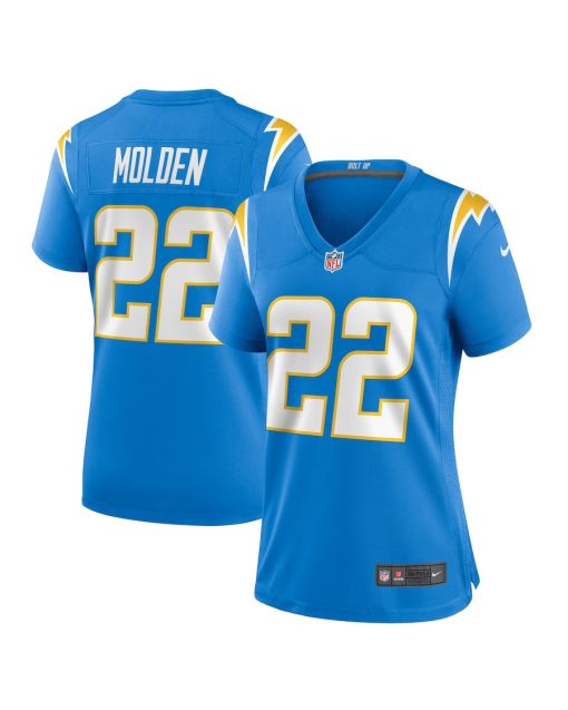 Elijah Molden 22 Los Angeles Chargers Women’s Game Jersey – Powder Blue