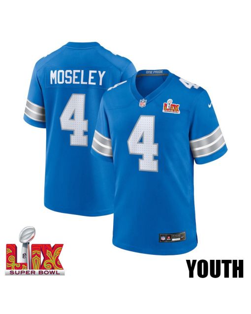 Emmanuel Moseley #4 Detroit Lions Super Bowl LIX YOUTH Jersey – Blue