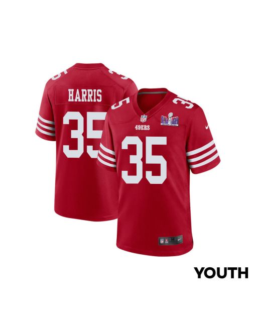 Erik Harris 35 San Francisco 49ers Super Bowl LVIII Patch Game YOUTH Jersey – Scarlet