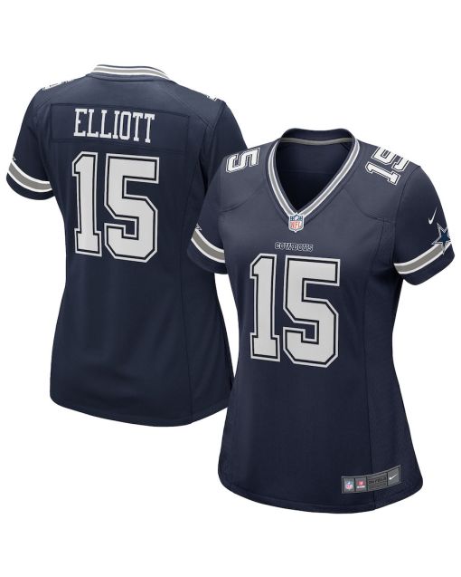 Ezekiel Elliott 15 Dallas Cowboys Women’s Game Jersey – Navy