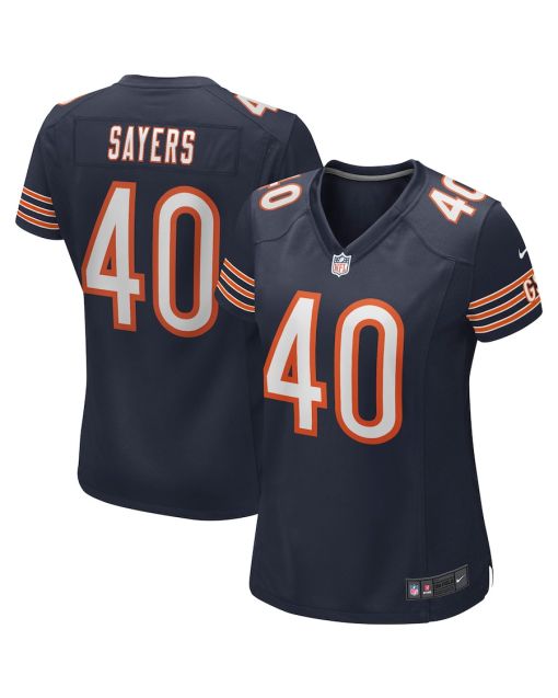 Gale Sayers 40 Chicago Bears Women Game Retired Jersey – Navy