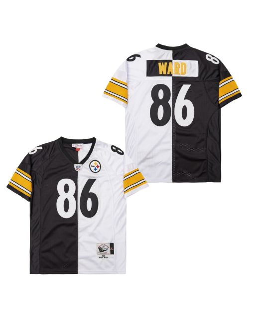 Hines Ward 86 Pittsburgh Steelers Two-Toned Retro Throwback Men Jersey – Black/White
