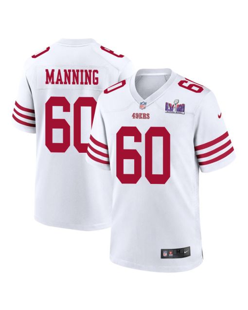 Ilm Manning 60 San Francisco 49ers Super Bowl LVIII Patch Game Men Jersey – White
