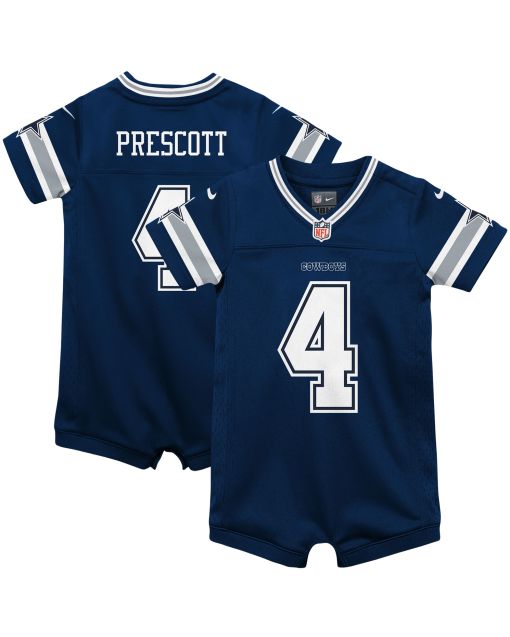 Infant Dallas Cowboys Dak Prescott Navy Game Jersey Romper
