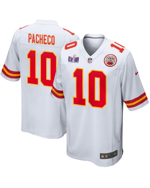 Isiah Pacheco 10 Kansas City Chiefs Super Bowl LVIII Patch Game Men Jersey – White