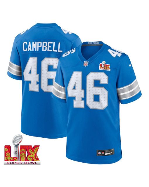 Jack Campbell #46 Detroit Lions Super Bowl LIX Jersey – Men’s – Blue