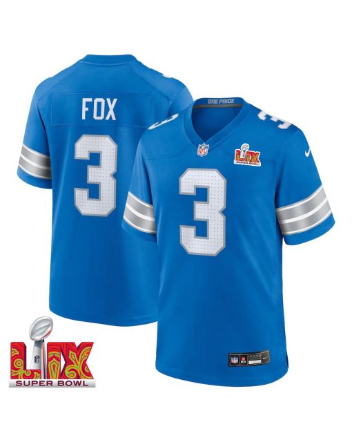 Jack Fox #3 Detroit Lions Super Bowl LIX Jersey – Men’s – Blue