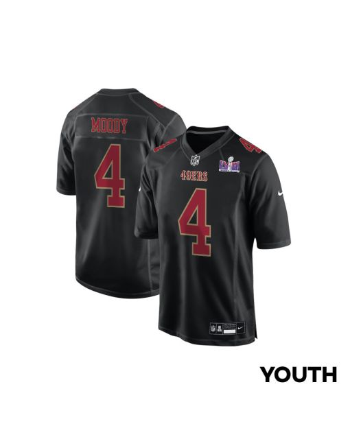 Jake Moody 4 San Francisco 49ers Super Bowl LVIII Patch Fashion Game YOUTH Jersey – Carbon Black
