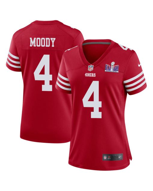 Jake Moody 4 San Francisco 49ers Super Bowl LVIII Patch Game Women Jersey – Scarlet