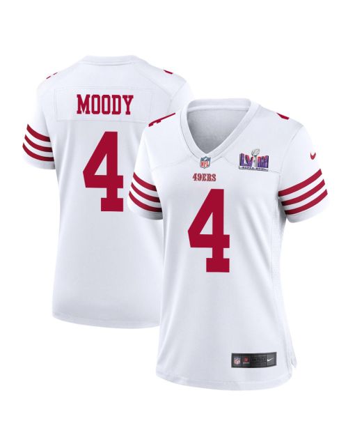 Jake Moody 4 San Francisco 49ers Super Bowl LVIII Patch Game Women Jersey – White