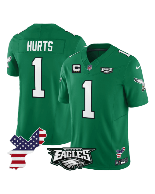 Jalen Hurts 1 Philadelphia Eagles Philadelphia Patch Alternate Game Men Jersey – Kelly Green