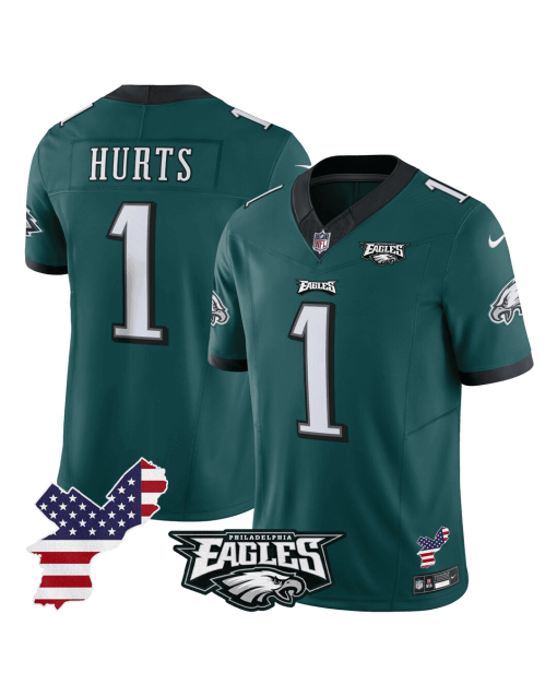 Jalen Hurts 1 Philadelphia Eagles Philadelphia Patch Game Men Jersey – Midnight Green