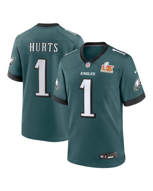 Jalen Hurts 1 Philadelphia Eagles Super Bowl LIX Game Player Jersey – Midnight Green