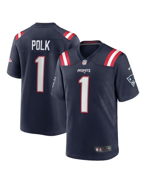 Ja’Lynn Polk 1 New England Patriots Team Game Men Jersey – Navy