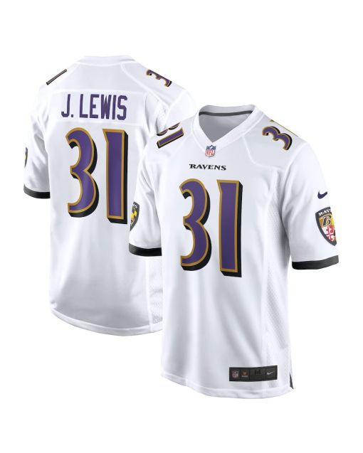 Jamal Lewis 31 Baltimore Ravens Men Retired Game Jersey – White