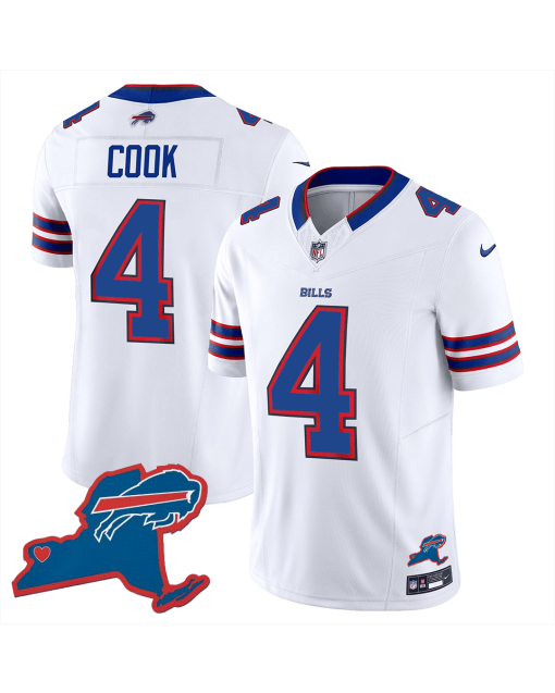 James Cook 4 Buffalo Bills New York Patch Game Men Jersey – White