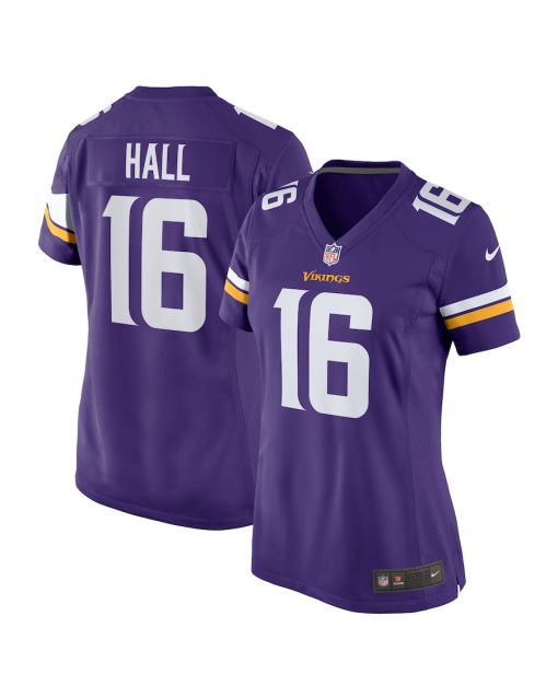 Jaren Hall 16 Minnesota Vikings Game Women Jersey – Purple