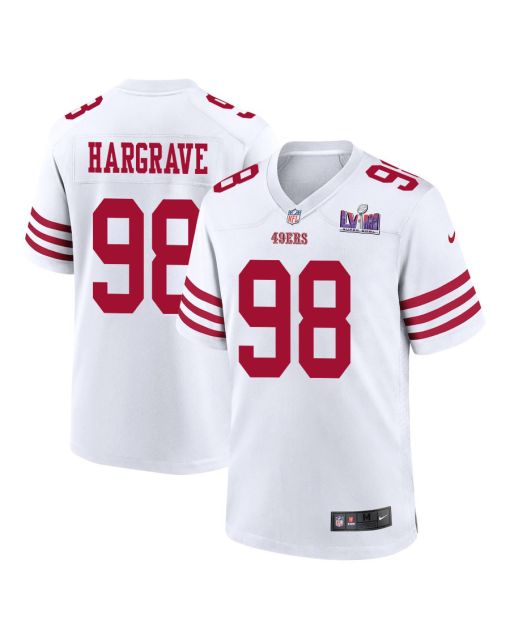 Javon Hargrave 98 San Francisco 49ers Super Bowl LVIII Patch Game Men Jersey – White