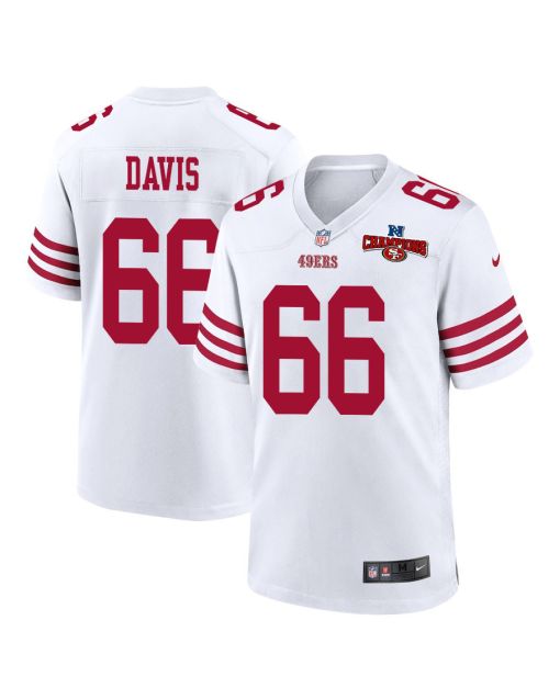 Jesse Davis 66 San Francisco 49ers NFC Champions Patch Game Men Jersey – White