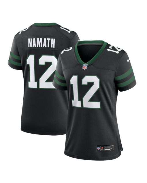 Joe Namath 12 New York Jets Alternate Game Women Jersey – Legacy Black