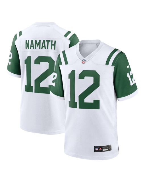 Joe Namath 12 New York Jets Classic Alternate Retired Player Game Men Jersey – White