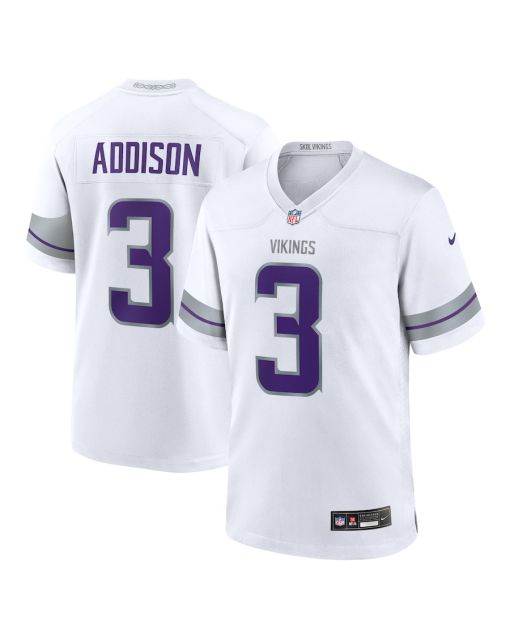 Jordan Addison 3 Minnesota Vikings Alternate Game Player Men Jersey – White