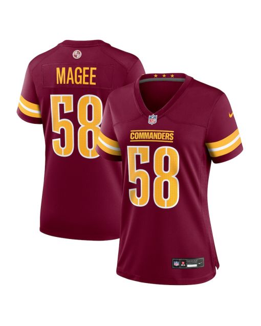 Jordan Magee 58 Washington Commanders Women’s Game Jersey – Burgundy