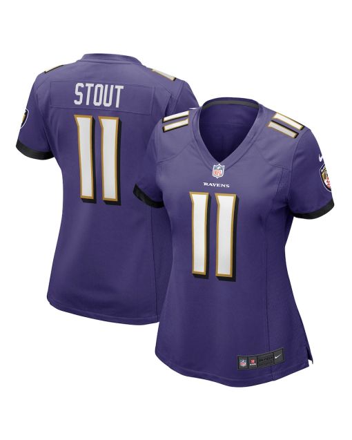Jordan Stout 11 Baltimore Ravens Women’s Game Jersey – Purple