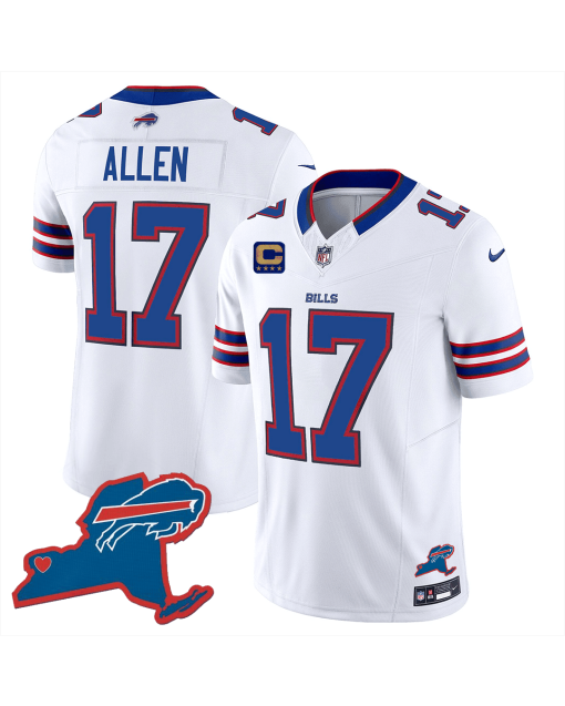 Josh Allen 17 Buffalo Bills New York Patch Game Men Jersey – White
