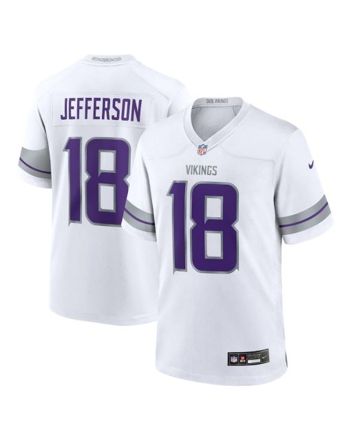 Justin Jefferson 18 Minnesota Vikings Alternate Game Player Men Jersey – White