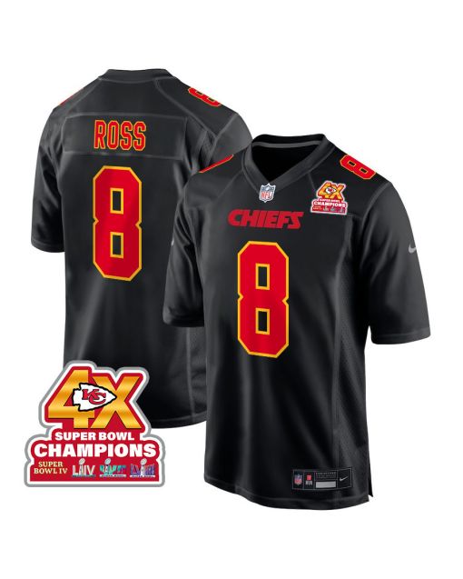 Justyn Ross 8 Kansas City Chiefs Super Bowl LVIII Champions 4X Fashion Game Men Jersey – Carbon Black