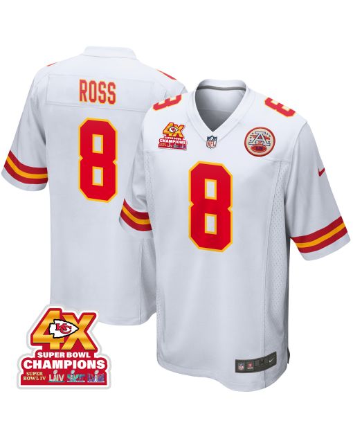 Justyn Ross 8 Kansas City Chiefs Super Bowl LVIII Champions 4X Game Men Jersey – White