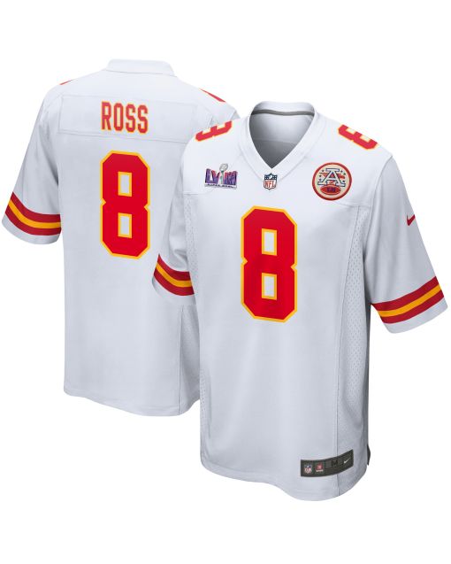 Justyn Ross 8 Kansas City Chiefs Super Bowl LVIII Patch Game Men Jersey – White