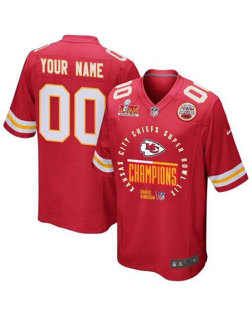 Kansas City Chiefs Super Bowl LIX Champions Game Men Custom Jersey – Red