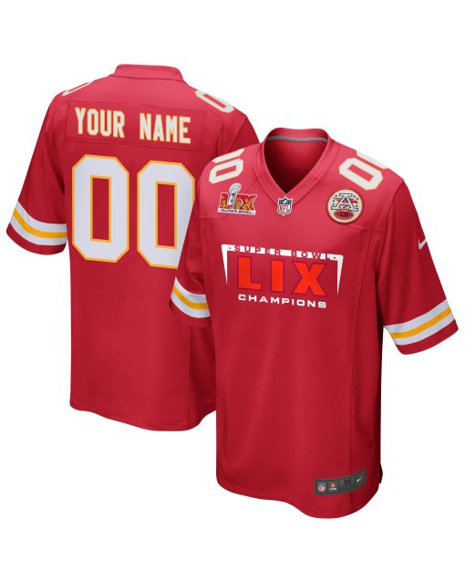 Kansas City Chiefs Super Bowl LIX Champions Simple Style V2 Game Men Custom Jersey – Red