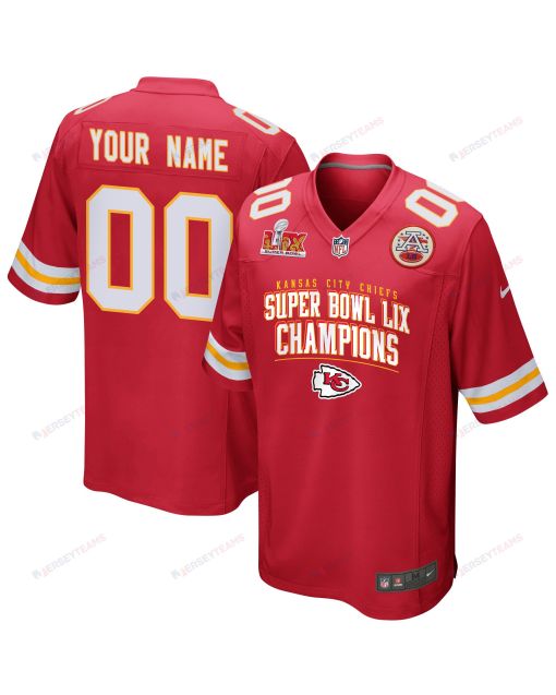 Kansas City Chiefs Super Bowl LIX Champions V2 Game Men Custom Jersey – Red