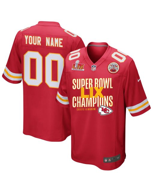 Kansas City Chiefs Super Bowl LIX Champions V5 Game Men Custom Jersey – Red