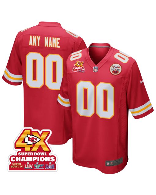 Kansas City Chiefs Super Bowl LVIII Champions 4X Game Custom Men Jersey – Red