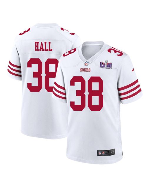 Kemon Hall 38 San Francisco 49ers Super Bowl LVIII Patch Game Men Jersey – White