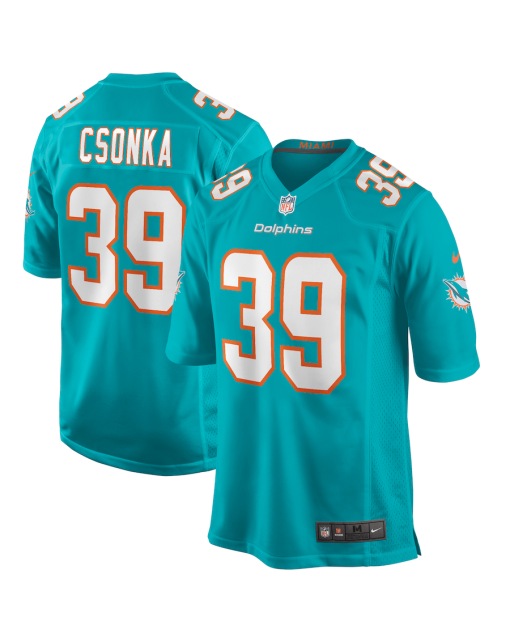 Larry Csonka 39 Miami Dolphins Men Game Retired Jersey – Aqua