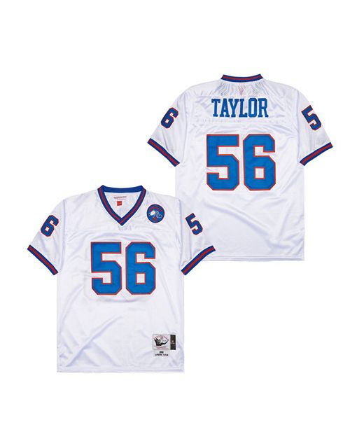 Lawrence Taylor 56 New York Giants Spider Lockhart 43 Patch Throwback Men Jersey – White